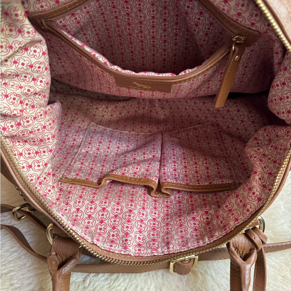 Emma Fox Tan Pebbled Leather Satchel Crossbody Bag Gold Hardware - Picture 4 of 9